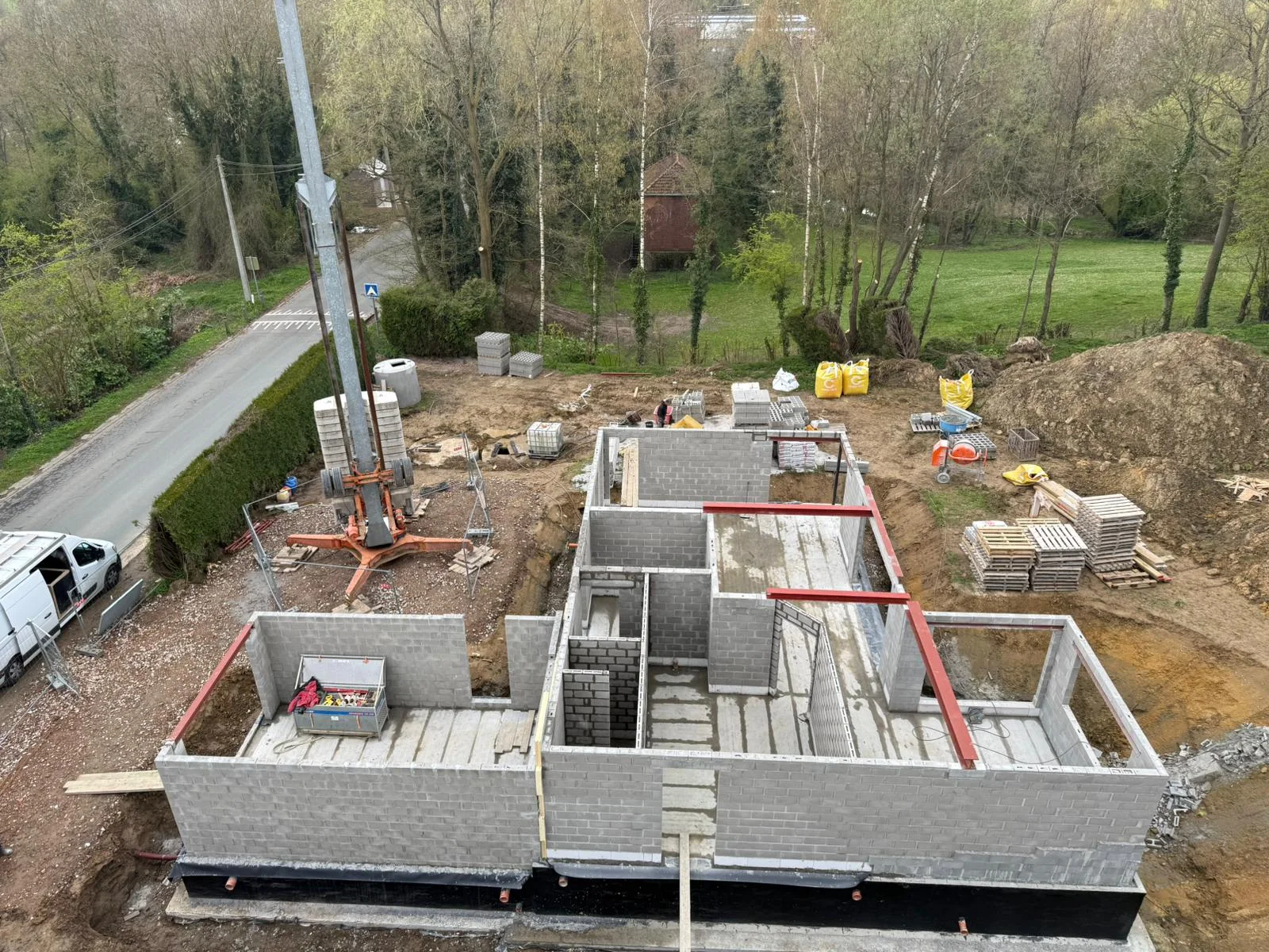 Vue en hauteur des murs porteurs et de la distribution intérieure